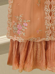 3 Piece - Pure Organza Embroidered Suit S115289