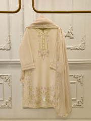 3 Piece - Pure Embroidered Cotton Net Suit S113844