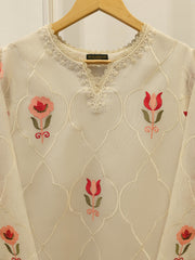 2 Piece - Pure Embroidered Cotton Net Suit S113814