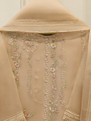 3 Piece - Pure Organza Embroidered Suit S113112