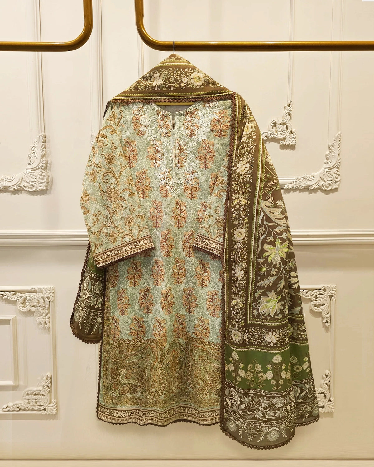 2 Piece -Digital Printed  Embroidered Cambric Suit S115065 Main image