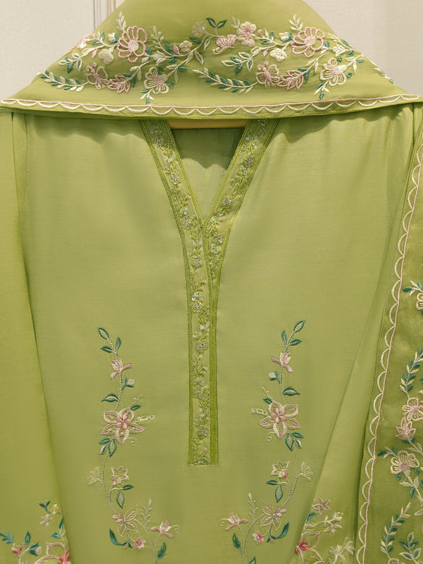 3 Piece - Pure Khaddi Silk Embroidered  Suit S115092