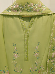 3 Piece - Pure Khaddi Silk Embroidered  Suit S115092