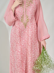 2 Piece - Pure Cotton Net Embroidered Suit S110395