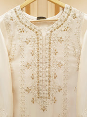 3 Piece- Embroidered Pure Raw Silk Suit S109124