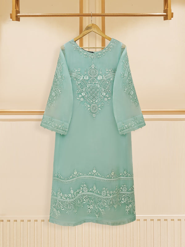 3 Piece - Pure Organza Embroidered Suit S109312