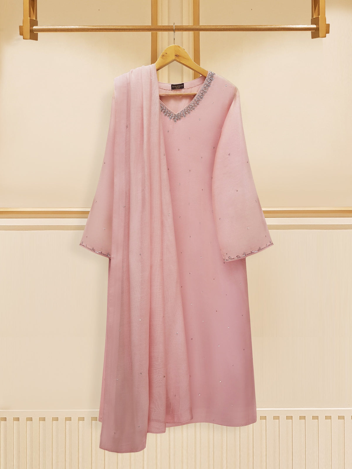 3 Piece - Pure Cotton Net Embroidered Suit S109024