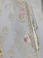 3 Piece - Pure Cotton Net Embroidered Suit S111357