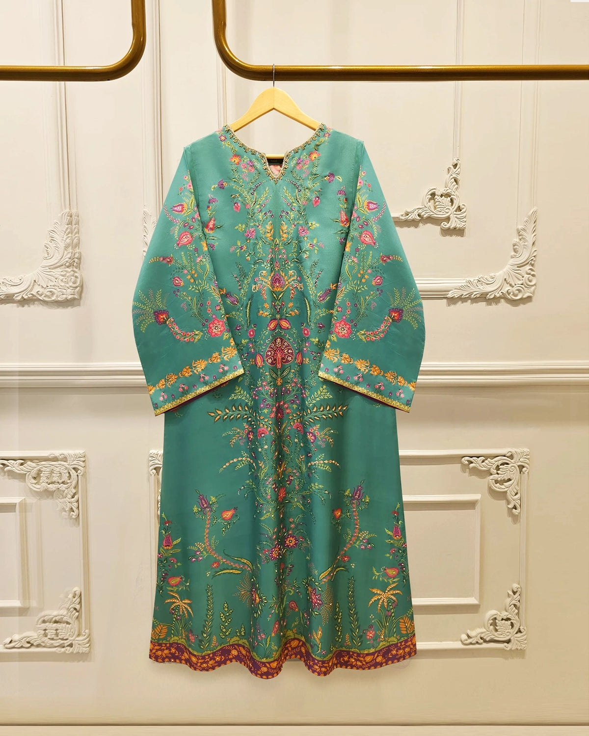 2-Piece Pure Printed Silk Suit with Khadi Silk Pants S115262 Main image