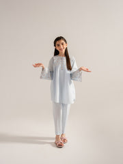 (Kids) 2 Piece - Embroidered Cambric Frock KD-014