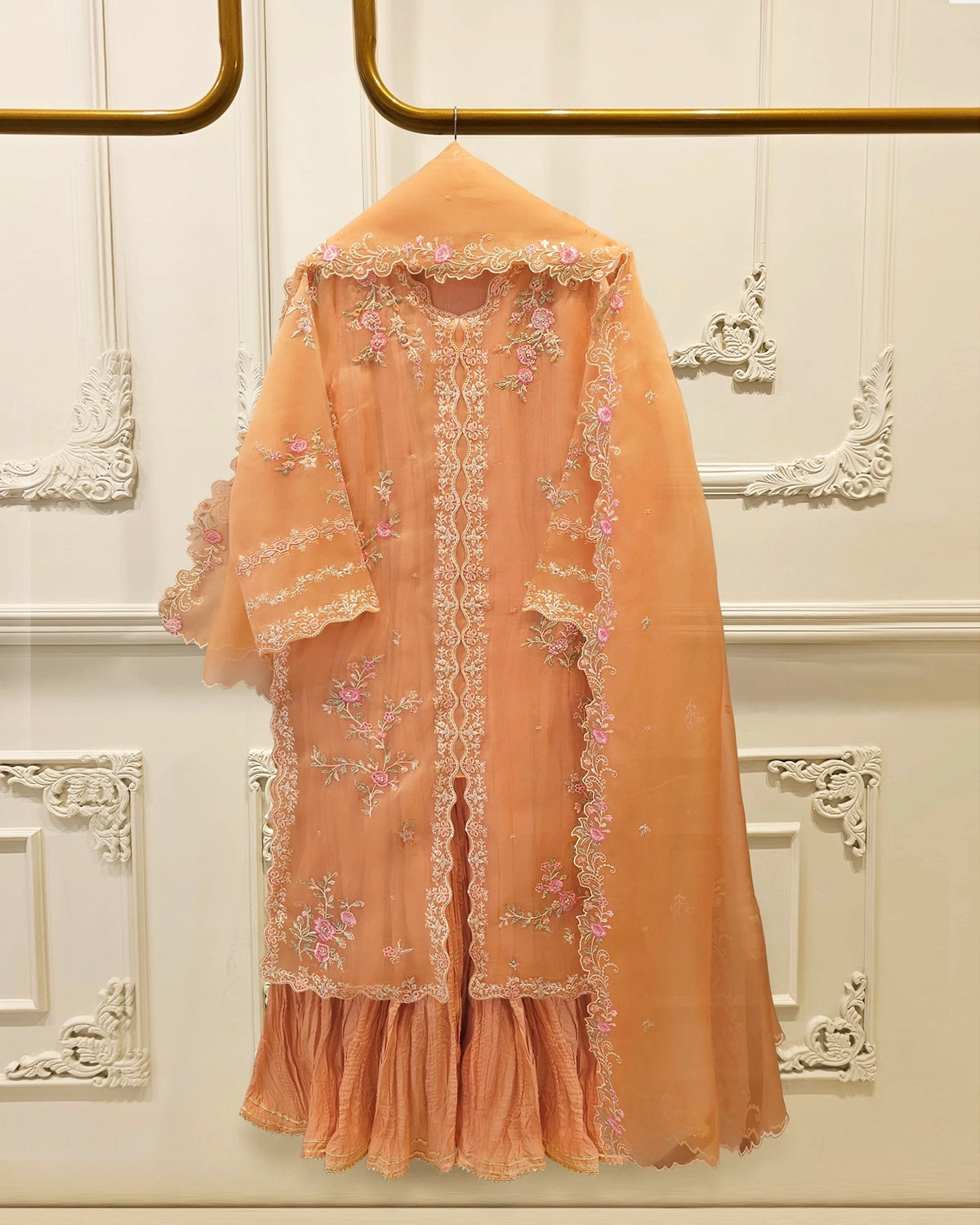 3 Piece - Pure Organza Embroidered Suit S115289 Main image