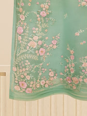 3 Piece - Pure Organza Embroidered Suit S109112