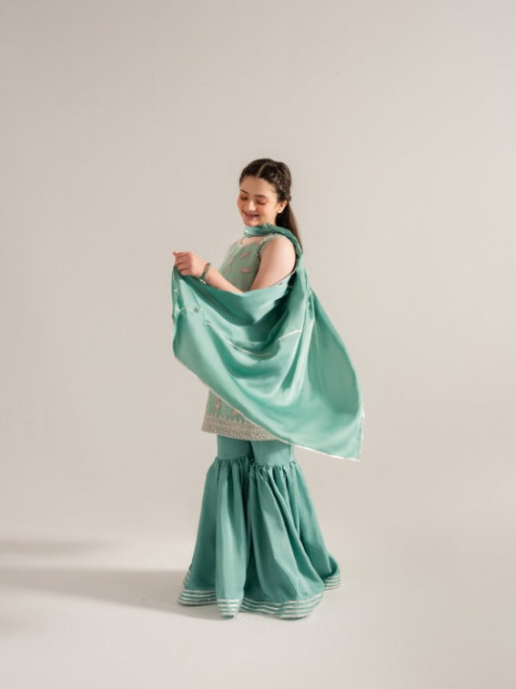 (Kids) 3 Piece - Embroidered Organza Suit FKD-027
