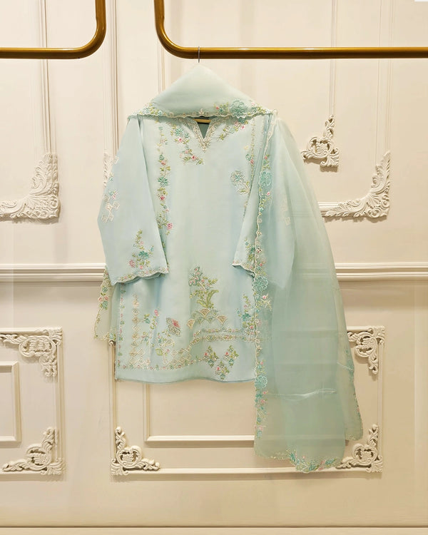 3 Piece- Pure  Sheesha Silk Embroidered Suit S115328