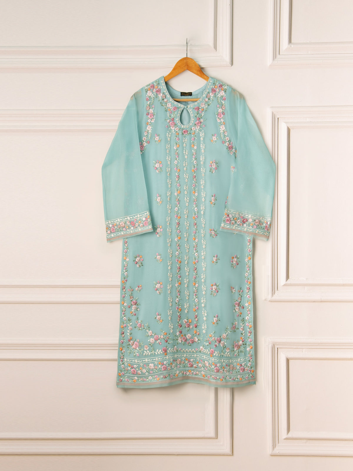 2 Piece - Pure Chiffon Embroidered Suit S110940