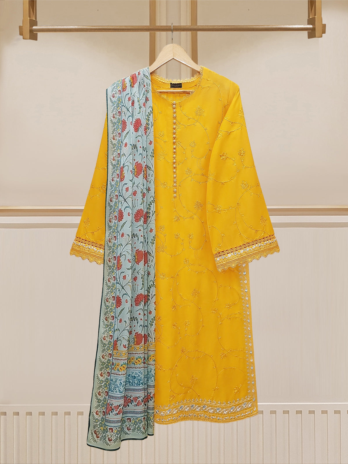 3 Piece - Pure Embroidered Cambric Suit S110075