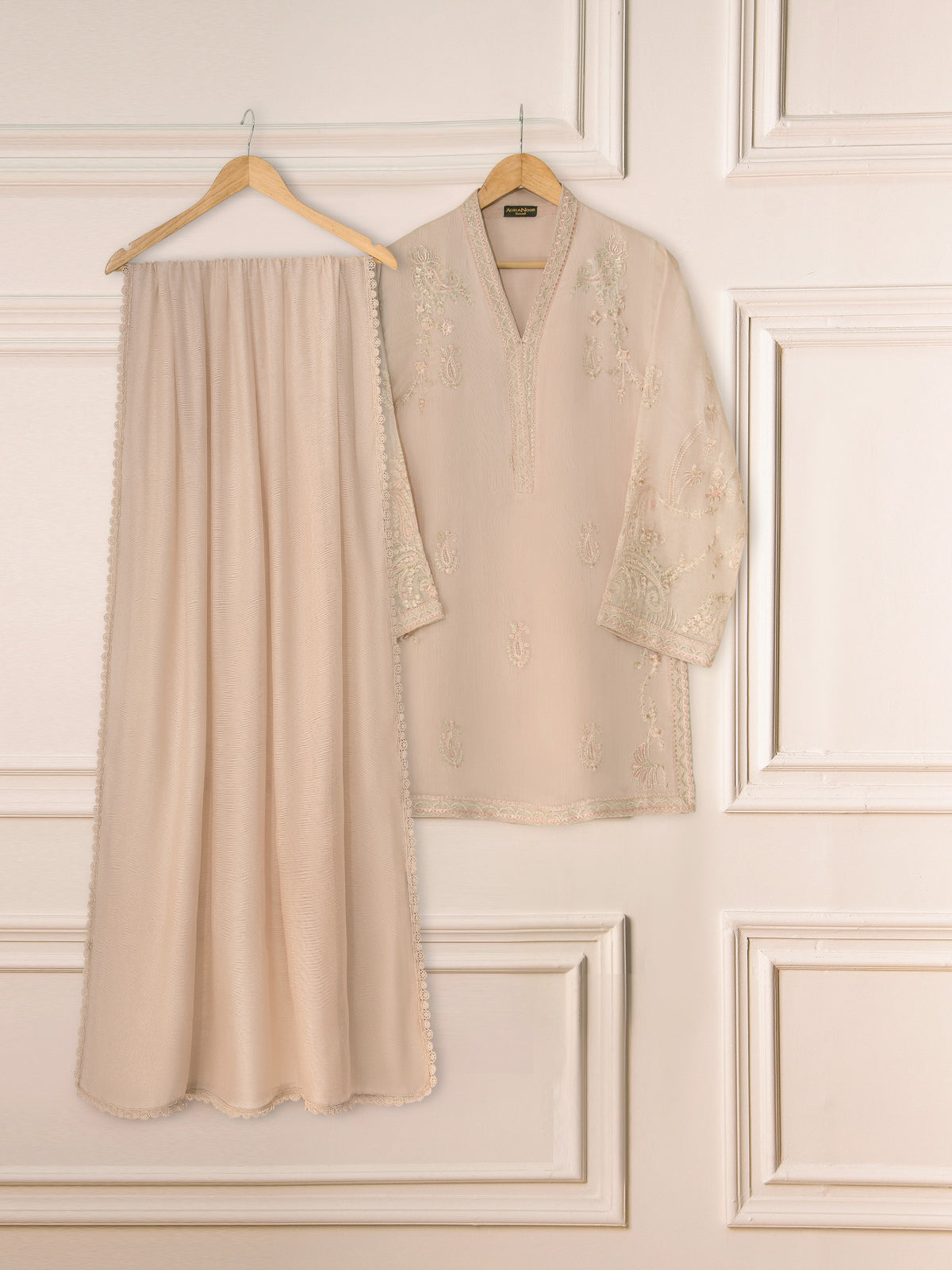 3 Piece - Pure Cotton Net Embroidered Suit S111299
