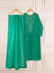 2 Piece - Pure Embroidered  Raw Silk Suit S111137