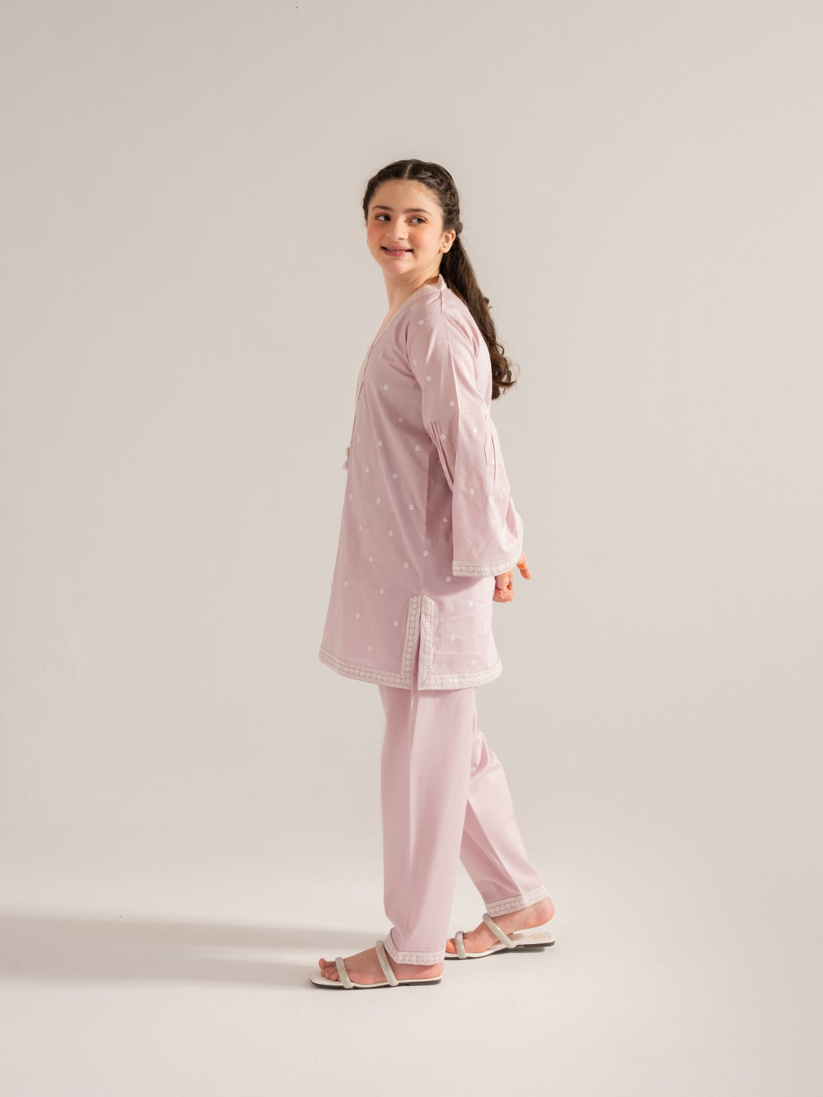 (Kids) 2 Piece - Embroidered Cambric Suit KD-011 Secondary image