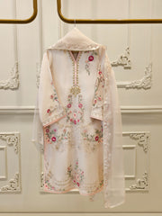 3 Piece - Pure Organza Embroidered Suit S111619