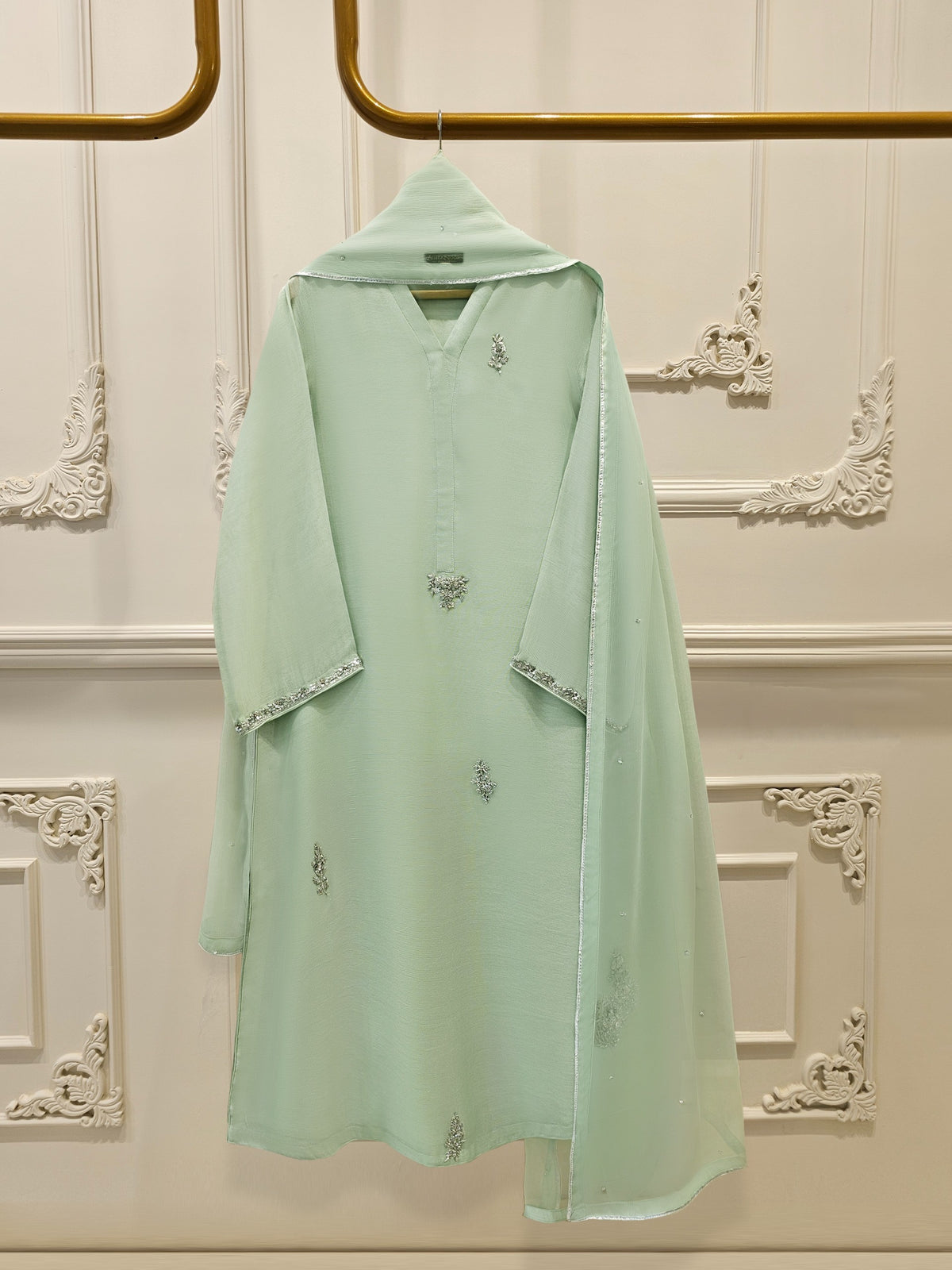 3 Piece - Pure Embroidered Cotton Net Suit S111899
