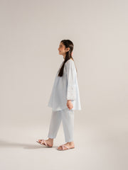 (Kids) 2 Piece - Embroidered Cambric Frock KD-014