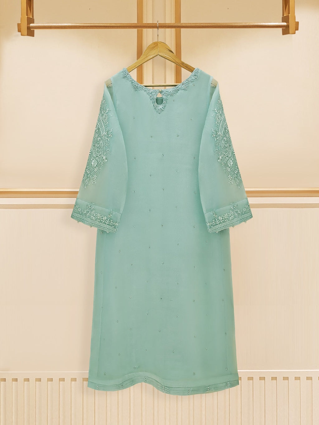 3 Piece - Pure Organza Embroidered Suit S109312