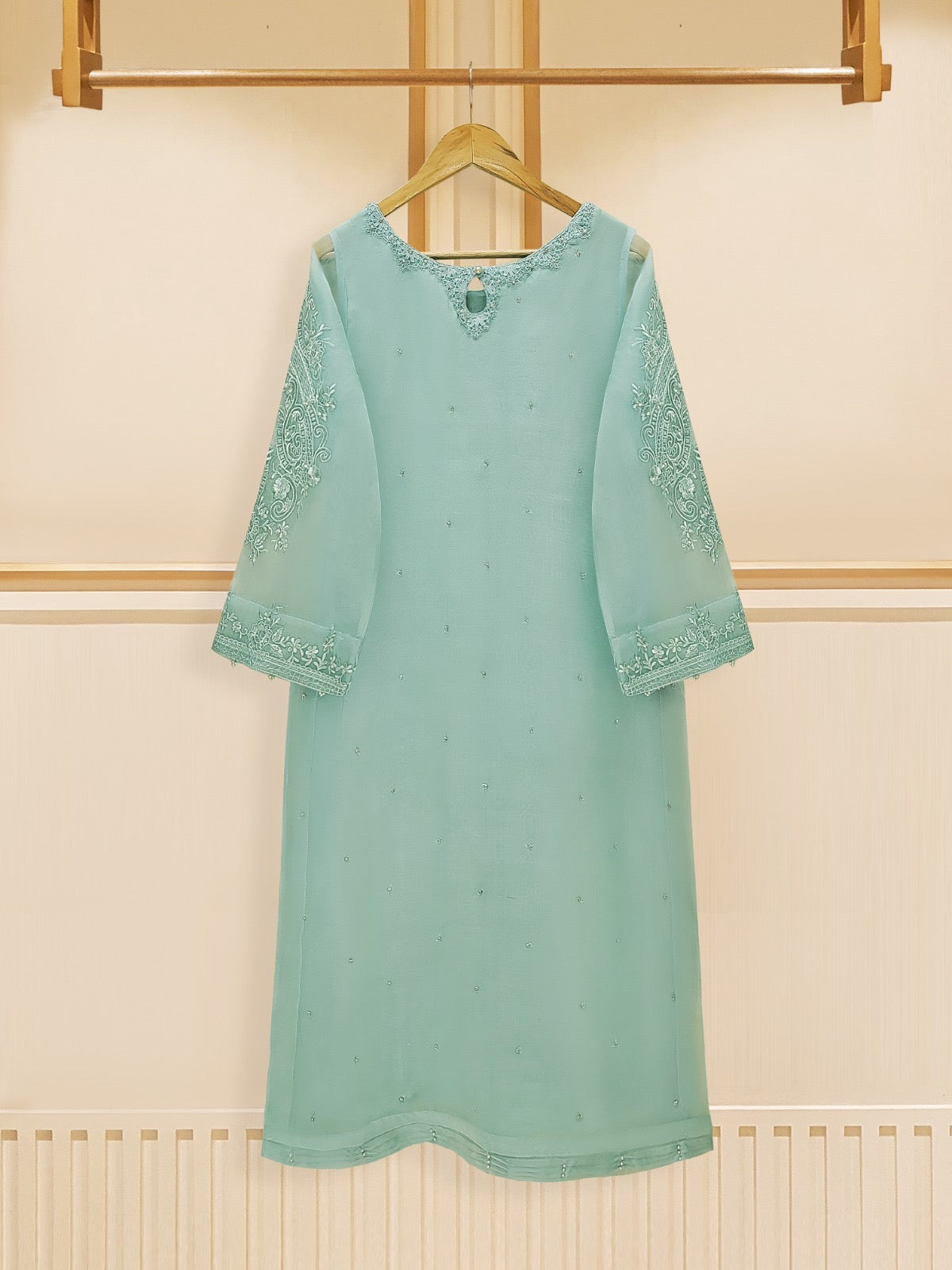 3 Piece - Pure Organza Embroidered Suit S109312
