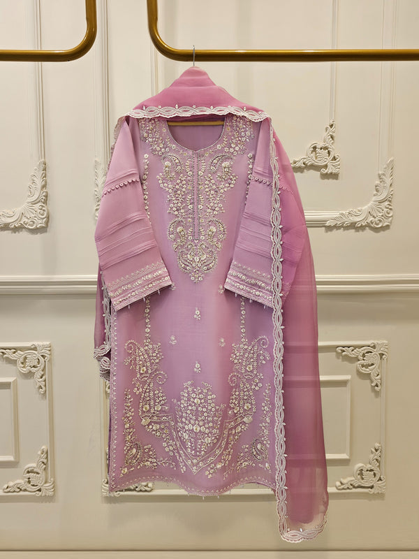 Pure Organza Embroidered Suit S111626