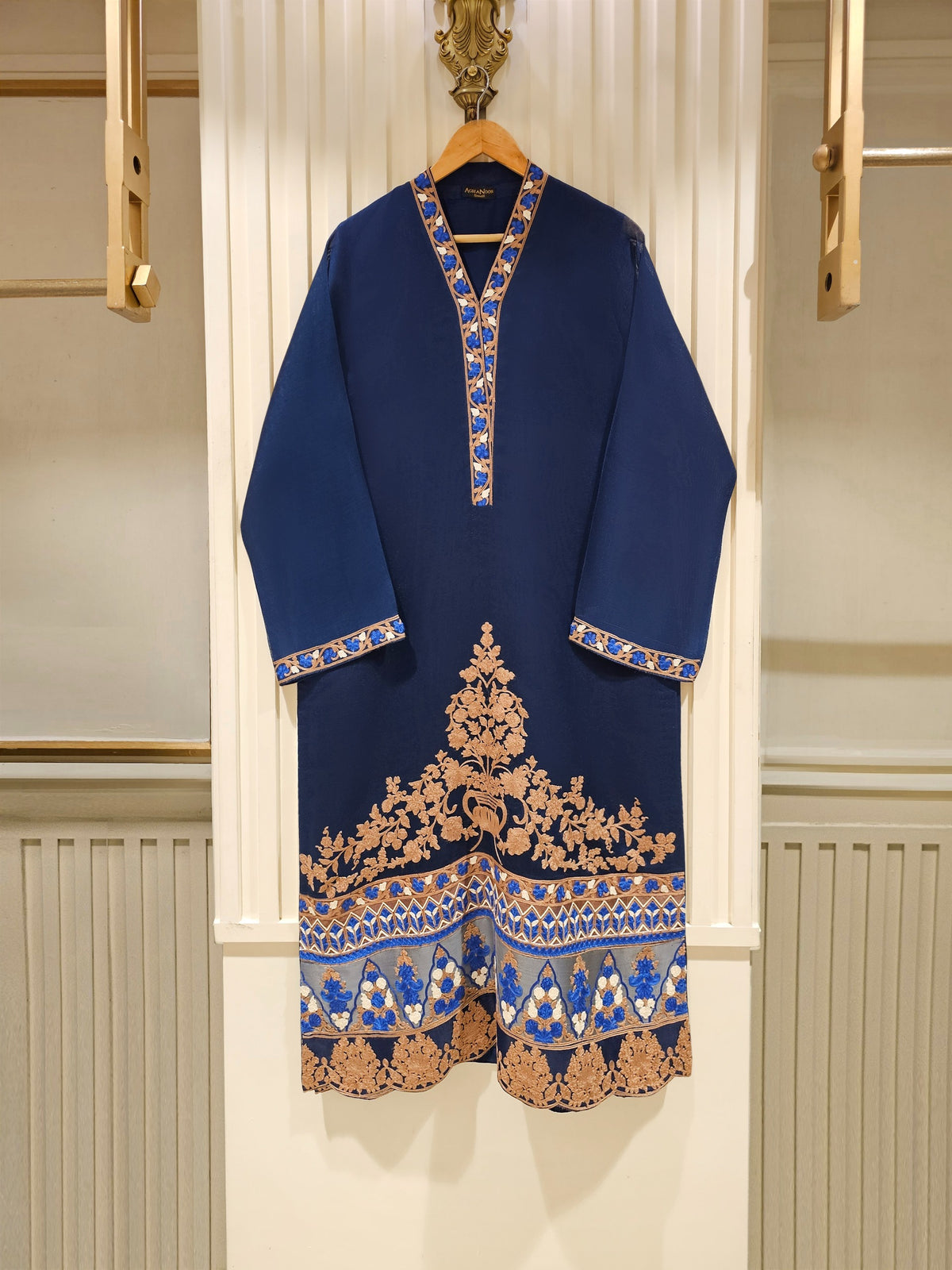 2 Piece - Pure Cotton Net Embroidered Suit S111373