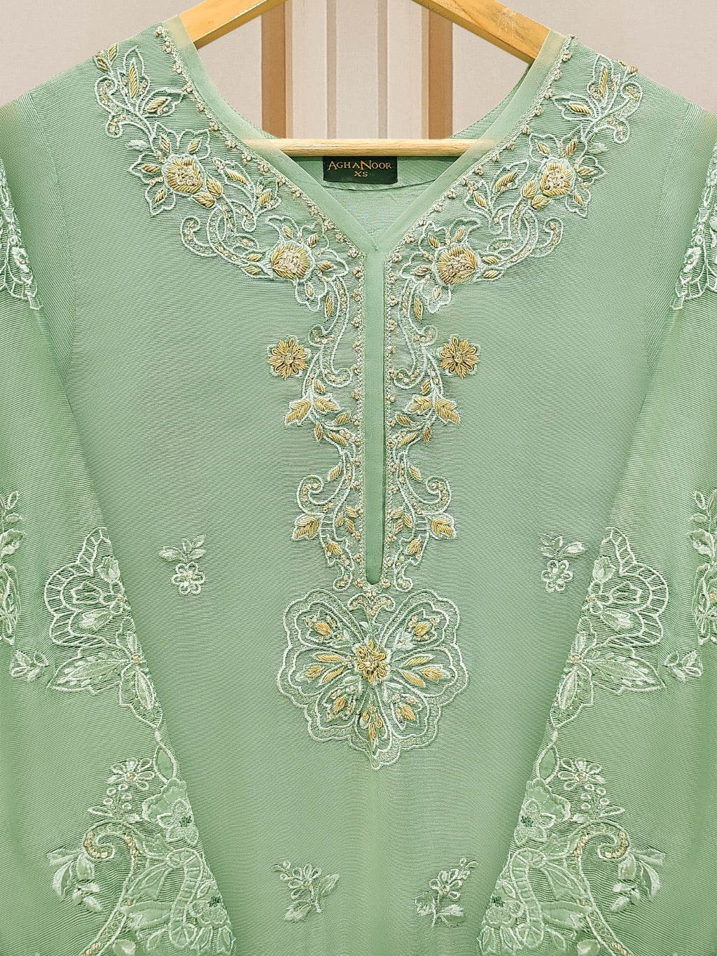 (PR) -3 Piece - Pure Cotton Net Embroidered Suit S109783