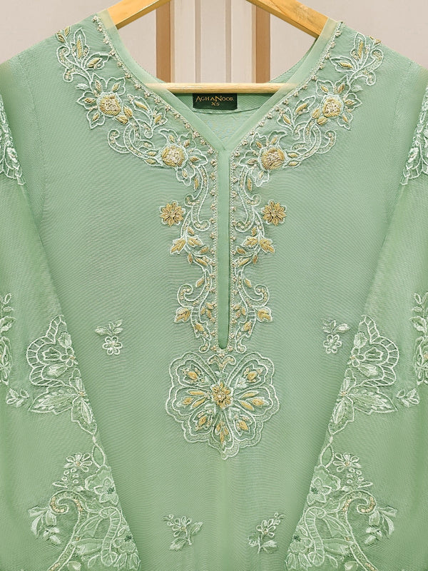 (PR) -3 Piece - Pure Cotton Net Embroidered Suit S109783