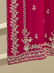 3 Piece - Pure Chiffon Embroidered Suit S111641