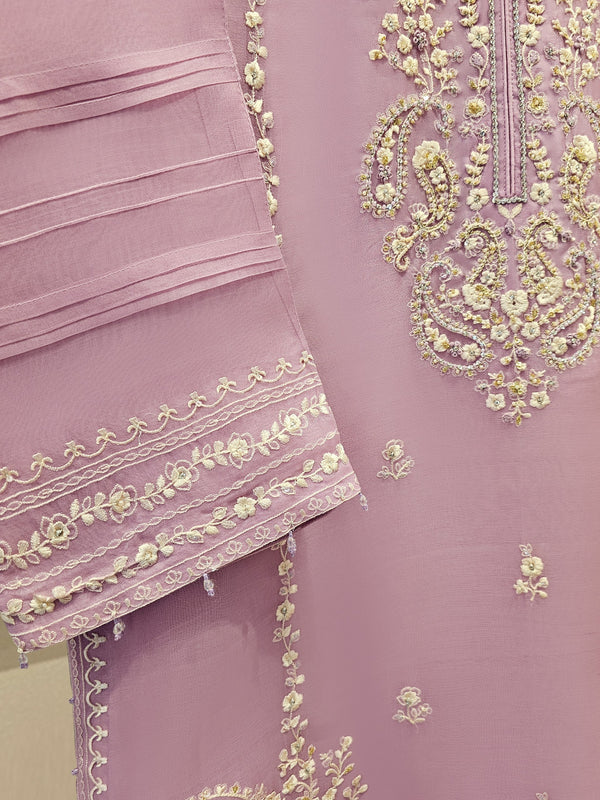 Pure Organza Embroidered Suit S111626