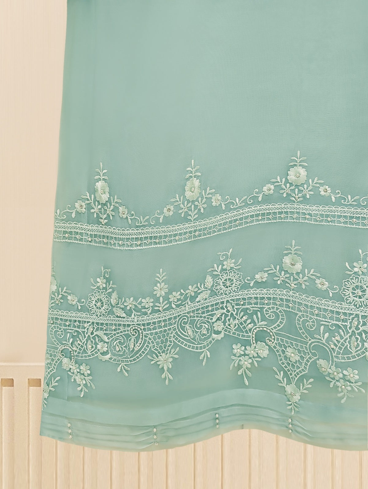 3 Piece - Pure Organza Embroidered Suit S109312