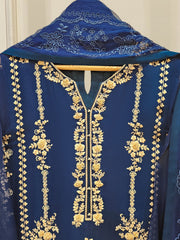 3 Piece - Pure Chiffon Embroidered Suit S111649