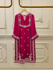 3 Piece - Pure Chiffon Embroidered Suit S111641
