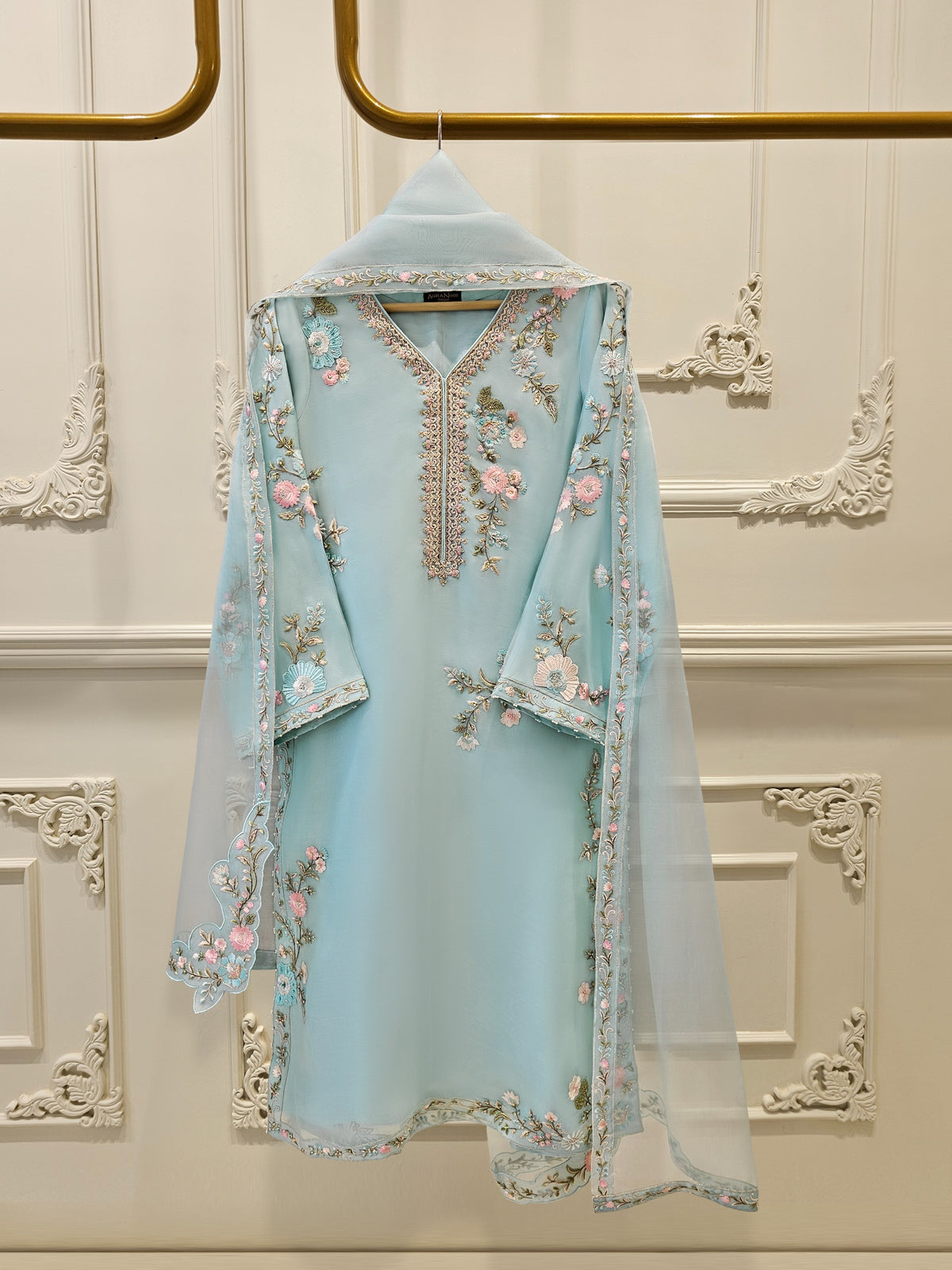 3 Piece - Pure Organza Embroidered Suit S111618