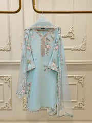 3 Piece - Pure Organza Embroidered Suit S111618