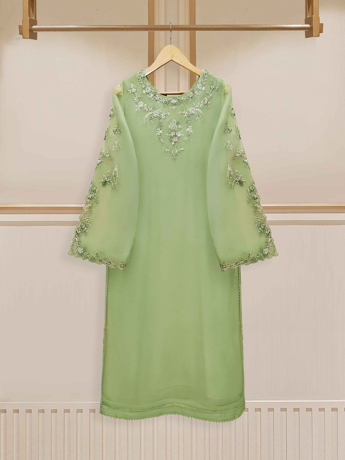 3 Piece - Pure Organza Embroidered Suit S110098