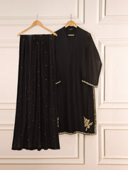3 Piece - Pure Cotton Net Embroidered Suit S111527