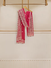 3 Piece - Pure Cotton Net Embroidered Suit S109746