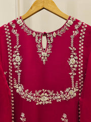 3 Piece - Pure Chiffon Embroidered Suit S111641