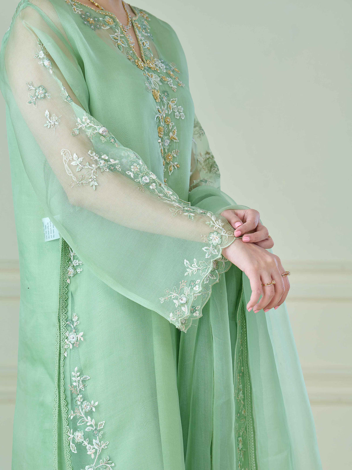 3 Piece - Pure Organza Embroidered Suit S110098