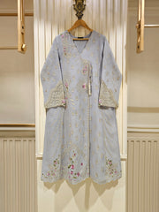 3 Piece - Pure Cotton Net Embroidered Suit S111357