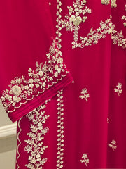 3 Piece - Pure Chiffon Embroidered Suit S111641