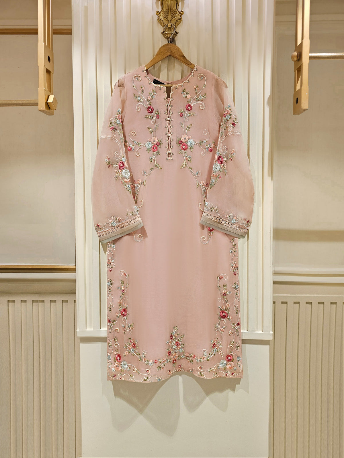 2 Piece - Pure Chiffon Embroidered Suit S111338