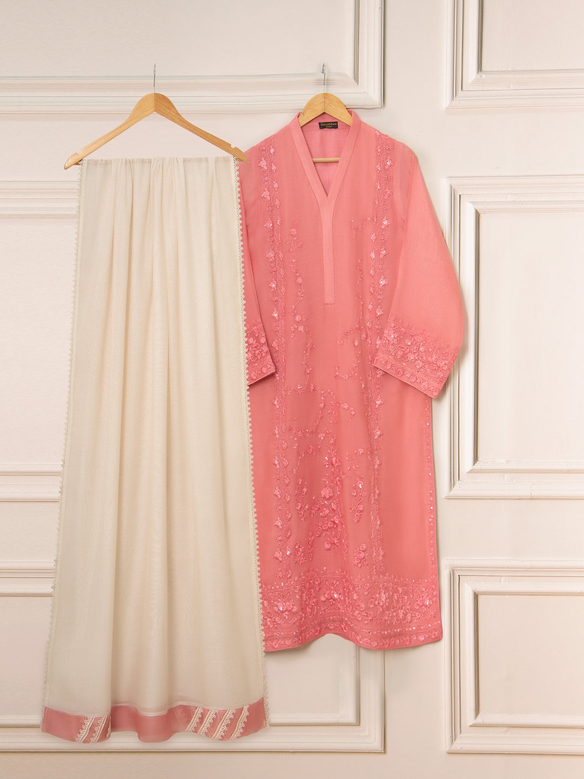 3 Piece - Pure Cotton Net Embroidered Suit S111306