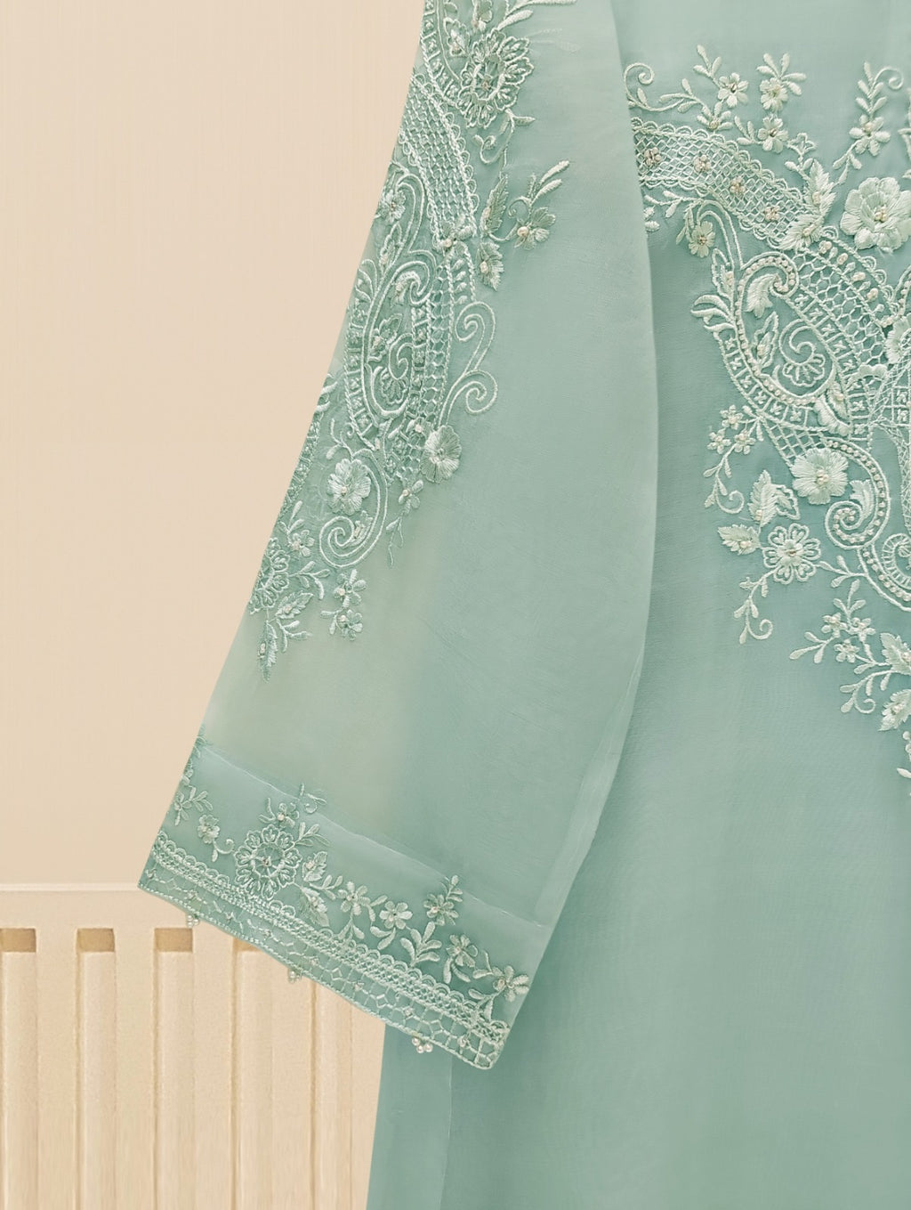 3 Piece - Pure Organza Embroidered Suit S109312