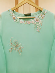 3 Piece - Pure Organza Embroidered Suit S109112